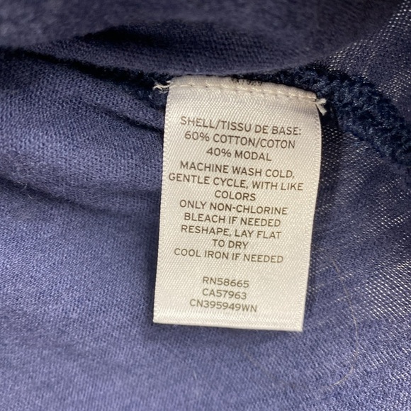 Caslon boho blouse 3X navy blue ruffle trim raw seams loose fit soft stretch - Picture 8 of 10